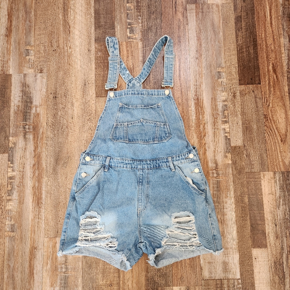 American Bazi Denim Distressed Overalls